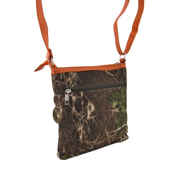 Zeckos - Forest Camouflage Cross Body Bag with Flower - Orange - Size Small - Picture 2 of 4